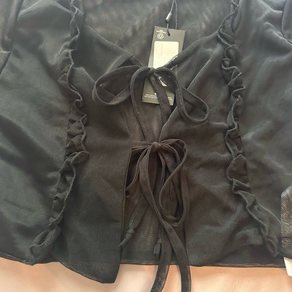 BLACK MESH BLOUSE - Picture 2 of 3